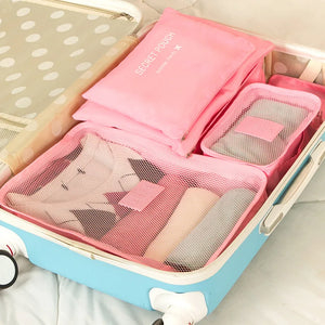 6Pcs Travel Storage Bag Waterproof Clothes Finishing