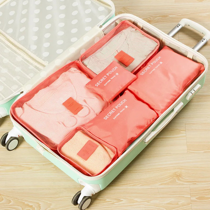 6Pcs Travel Storage Bag Waterproof Clothes Finishing