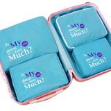 6SETS Waterproof Double Zipper Travel Bag Packing Cube Organizer