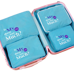 6SETS Double Zipper Waterproof Travel Bag Packing Cube Organizer