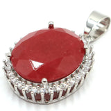 925 Sterling Silver Pendant Oval Gemstone Morganite Tsavorite Garnet Ruby CZ