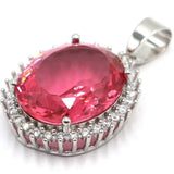 6g 925 Sterling Silver Pendant Pink Morganite Green Tsavorite Garnet Red Ruby CZ