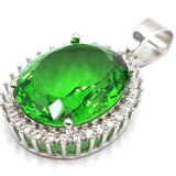 925 Sterling Silver Pendant Oval Gemstone Morganite Tsavorite Garnet Ruby CZ