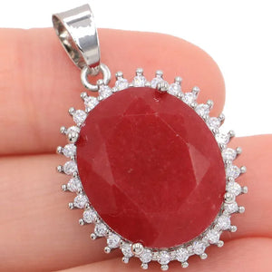 6g 925 Sterling Silver Pendant Pink Morganite Green Tsavorite Garnet Red Ruby CZ