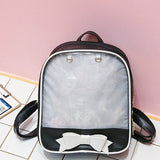 Clear Women Backpack Japanese School Bag Teenage Girls Bookbag Bow