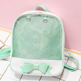Clear Women Backpack Japanese School Bag Teenage Girls Bookbag Bow