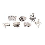 7 Pcs Retro Play Cards Mask Geometric Ring Set Hand Accessories