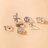 7 Pcs Retro Play Cards Mask Geometric Ring Set Hand Accessories