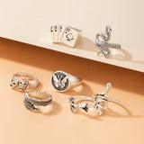 7 Pcs Retro Play Cards Mask Geometric Ring Set Hand Accessories