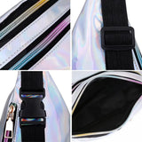 Glossy Laser Zipper Waist Pack Crossbody Bag