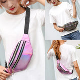 Glossy Laser Zipper Waist Pack Crossbody Bag