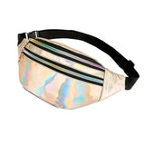 Glossy Laser Zipper Waist Pack Crossbody Bag