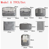 7PCS Cube Travel Accessories Waterproof Bags Mesh Bag In Pouch Luggage Organizer