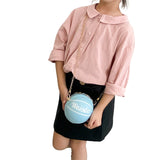 Kids Shoulder Bag Cross-Body Pack Metal Chain Strap Round Basketball Pockets