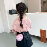 Kids Shoulder Bag Cross-Body Pack Metal Chain Strap Round Basketball Pockets