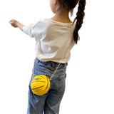 Kids Shoulder Bag Cross-Body Pack Metal Chain Strap Round Basketball Pockets