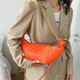 Thick Chain Shoulder Bag Crossbody Bags Plaid Pu Leather Handbags