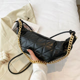 Thick Chain Shoulder Bag Crossbody Bags Plaid Pu Leather Handbags