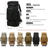 80L Military Backpack Large Capacity Travel Bag