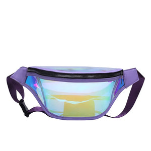 Women Holographic Waist Bag Waterproof Fanny Pack for Running Jogging