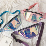 Women Holographic Waist Bag Waterproof Fanny Pack for Running Jogging