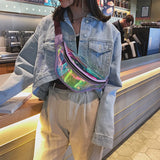Women Holographic Waist Bag Waterproof Fanny Pack for Running Jogging