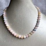 8MM Morganite Necklace Pink Green Natural Stone Beads Jewelry