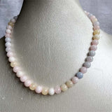 8MM Morganite Necklace Pink Green Natural Stone Beads Jewelry