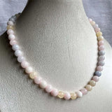 8MM Morganite Necklace Pink Green Natural Stone Beads Jewelry