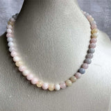 8MM Morganite Necklace Pink Green Natural Stone Beads Jewelry