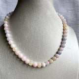 8MM Morganite Necklace Pink Green Natural Stone Beads Jewelry