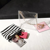 8PCS Transparent Jelly Shoulder Bags Women Handbag Chains L