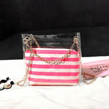 8PCS Transparent Jelly Shoulder Bags Women Handbag Chains L