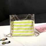 8PCS Transparent Jelly Shoulder Bags Women Handbag Chains L