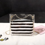 8PCS Transparent Jelly Shoulder Bags Women Handbag Chains L