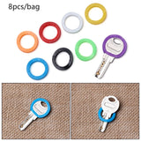 8Pcs Silicone Key Cap Covers Topper Elastic Keyring Key Case Bag Organizer