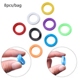 8Pcs Silicone Key Cap Covers Topper Elastic Keyring Key Case Bag Organizer