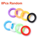 8Pcs Silicone Key Cap Covers Topper Elastic Keyring Key Case Bag Organizer
