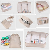 8Pcs Travel Clothes Classification Storage Bag Packing Cube Shoe Underwear Toile