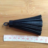 8cm Leather Tassel Key Chain Long PU Leather Key Ring Silver Beads Chain Pendant