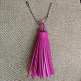 8cm Leather Tassel Key Chain Long PU Leather Key Ring Silver Beads Chain Pendant