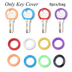 8pc Silicone Key Cap Covers Random Colors Key Holder