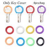8pc Silicone Key Cap Covers Random Colors Key Holder