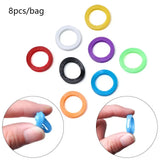 8pc/set Bag Organizer Elastic Key Case Topper Key Holder Keyring Rings