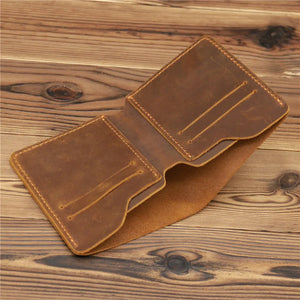 Retro Leather Men Wallet Crazy Horse Leather Durable