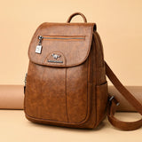 Vintage Soft Leather Backpack for Women Casual Travel Ladies Bagpack