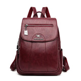 Vintage Soft Leather Backpack for Women Casual Travel Ladies Bagpack