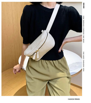 9 Inch Chest Bag Women's Waist Bag Pu Messenger Bag Shoulder Bag