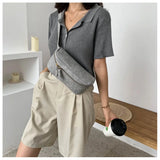 9 Inch Chest Bag Women's Waist Bag Pu Messenger Bag Shoulder Bag