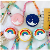 Kids Shoulder Bag Cross-Body Pack Round Adjustable Wide Strap Rainbow Donut
